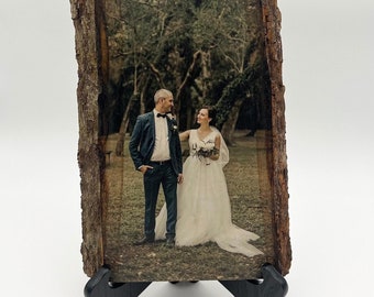 Photo on Wood Gift Frame Wood Photo Transfer Fathers Day Gift for Dad Wood Anniversary Gift Wood Slice Picture Gift Wedding Gift Photo
