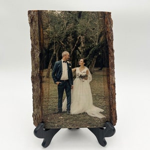Photo on Wood Gift Frame Wood Photo Transfer Fathers Day Gift for Dad Wood Anniversary Gift Wood Slice Picture Gift Wedding Gift Photo