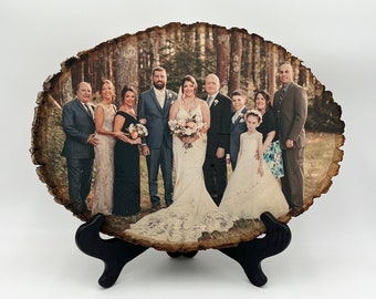 Wedding Photo On Wood Wedding Portrait Family Picture on Wood Gift For Her Anniversary Gift Wood Picture Mothers Day Gift Photo Custom Gift