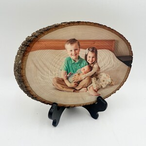 Mothers Day Gift Picture on Rustic Wood Birthday Gift Wood Photo Gift Custom Wood Family Photo Gift for Kids Wall Art Rustic Wood Slice