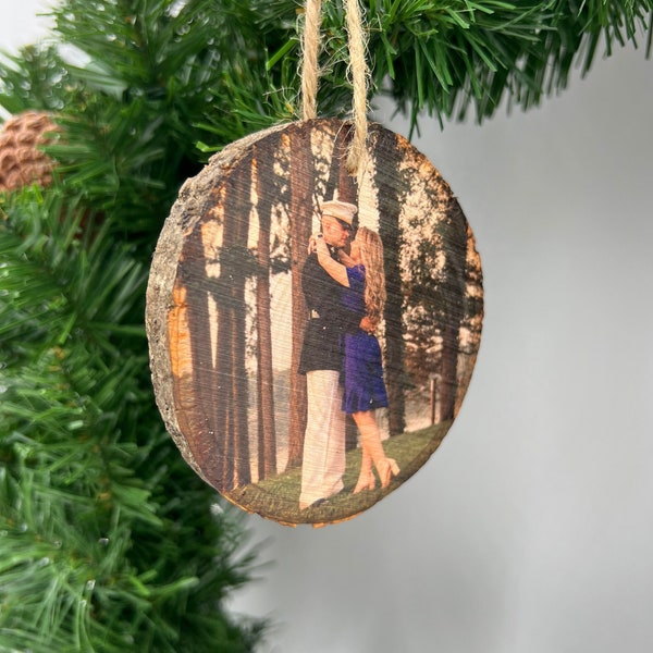 Photo Ornament Wood Valentine Ornament 2024 Photo Gift Valentine Gift for Her Farmhouse Decoration Ornaments Rustic Valentine's Day Gift