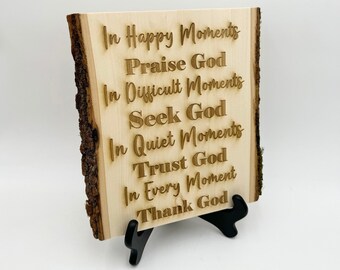 In Happy Moments Sign Bible Verse Wood Sign Scripture Wood Framed Sign Entryway Sign Christian Wall Art Religious Wall Decor Rustic