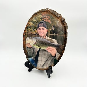 Fishing Gift for Men Fishing Wood Picture Frame Fisherman Gift Wood Art Photo on Wood Fishing Photo Gift Fishing Decor Rustic Picture Gift
