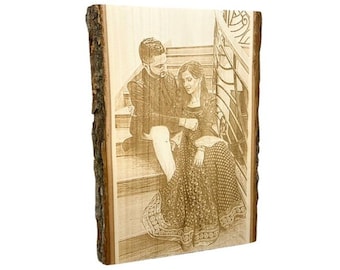 Wood Photo Engraving Custom Etched Picture on Wood Slice Engraved Mothers Day Gift on Wood Anniversary Gift Picture Engraving on Wood