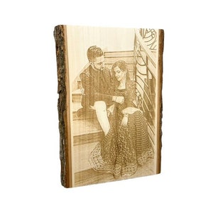 Wood Photo Engraving Custom Etched Picture on Wood Slice Engraved Mothers Day Gift on Wood Anniversary Gift Picture Engraving on Wood