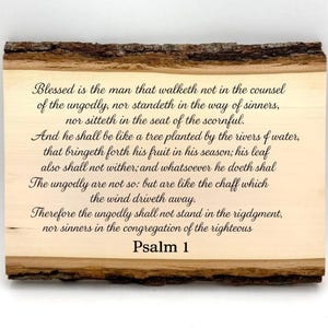 Customizable Bible Verse Sign, Christian Wall Art, Custom Wood Scripture, Hanging Frames, Custom Bible Verse Sign, Psalm 1 Bible Verse Print