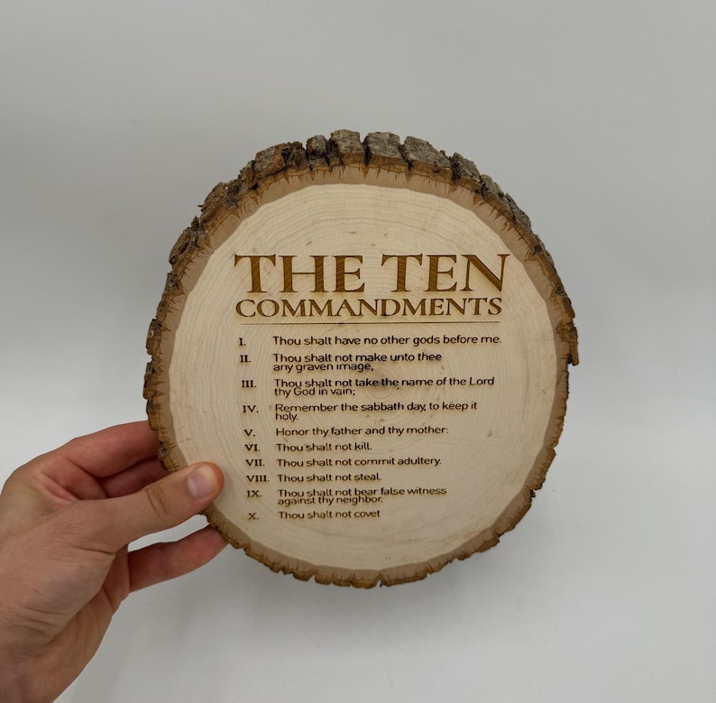 The Ten Commandments Sign Bible Verse Wood Slice Scripture Wood Framed ...
