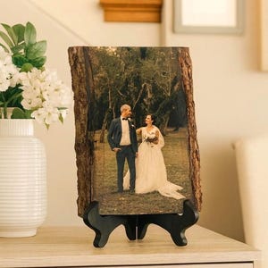 Picture on Wood Print Fathers Day Gift Wood Photo Transfer Gift for Dad Wood Anniversary Gift Wood Slice Picture Gift Wedding Photo Gift