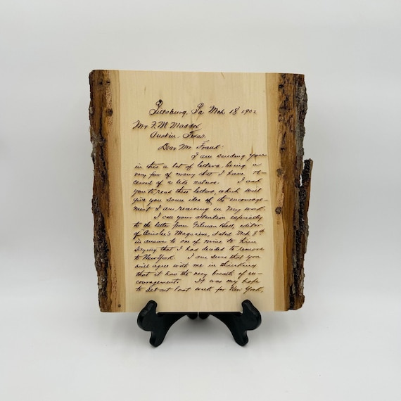 Your Handwritten Letter Personalized Message Custom Engraved Wood Plank Wedding Vows Engraved Letter on Wood Custom Poem Anniversary Gift