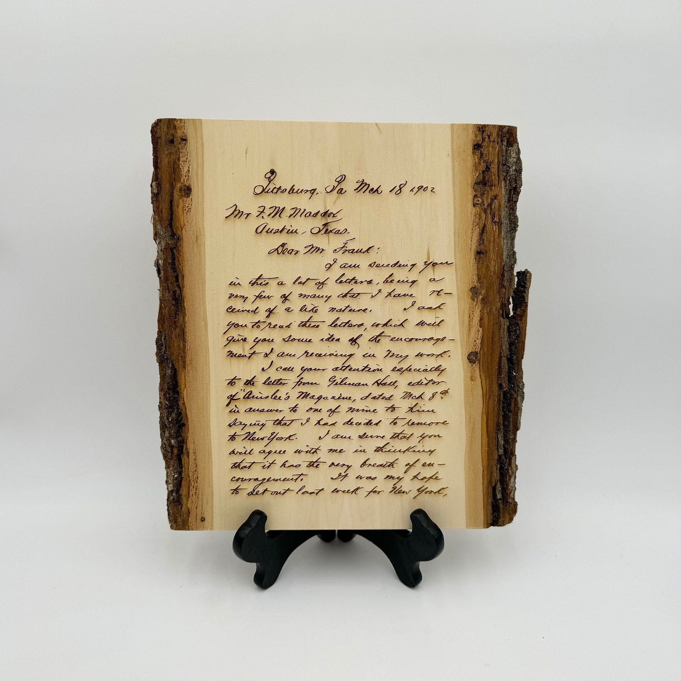 Your Handwritten Letter Personalized Message Custom Engraved Wood Plank Wedding Vows Engraved Letter on Wood Custom Poem Anniversary Gift