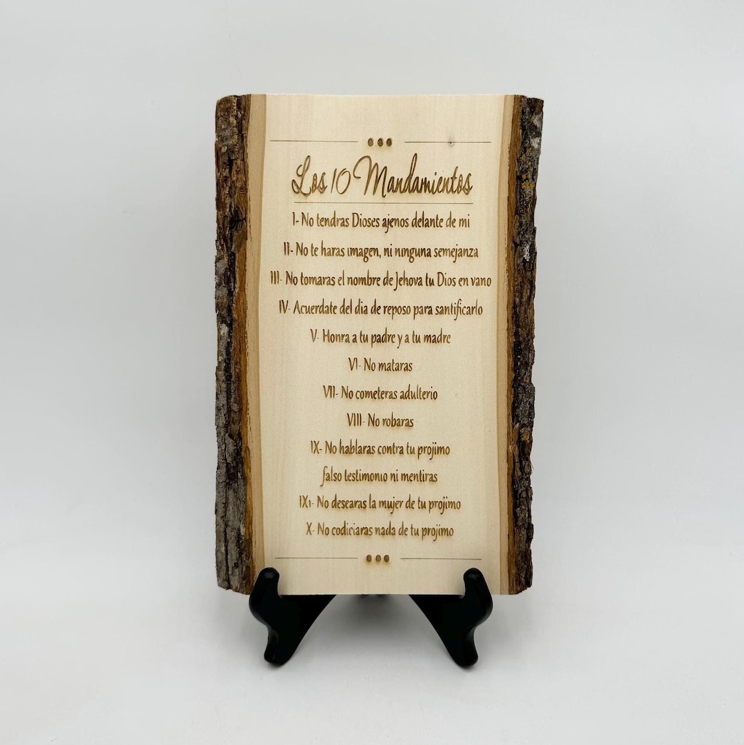 Los 10 Mandamientos Plaque, Ten Commandments in Spanish Engraved ...