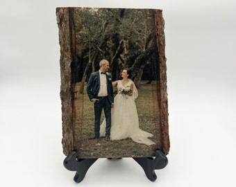 Picture on Wood Print Mothers Day Gift Wood Photo Transfer Gift for Mom Wood Anniversary Gift Wood Slice Picture Gift Wedding Photo Gift