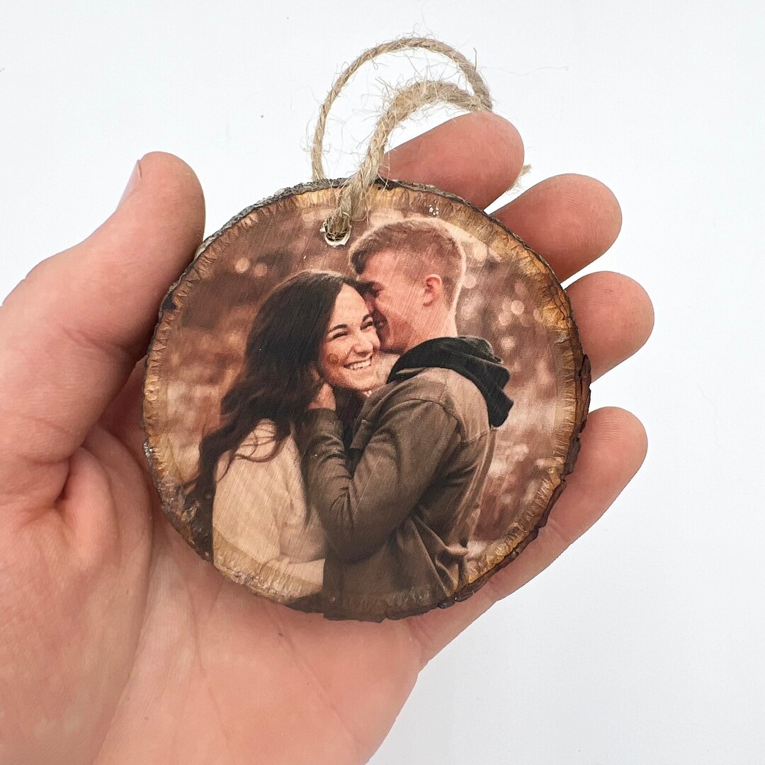 Wood Photo Transfer Ornament Picture on Wood Keepsake Gift for Parents