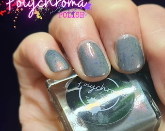 Vegan Grey Nail Polish | Blue Flakies, Chromatic Sheen