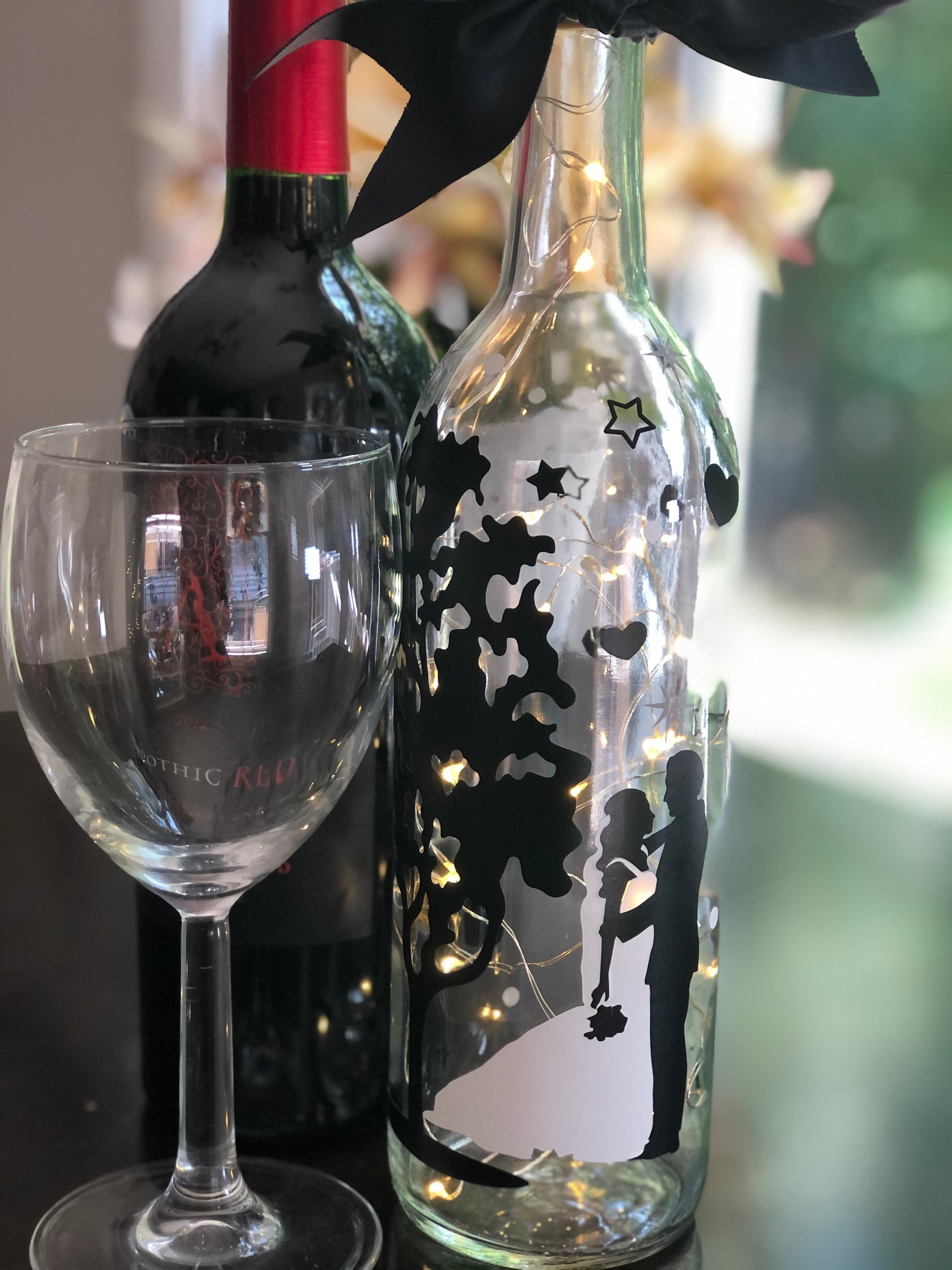 Wine Bottle with Lights Wedding Decor Wedding Table Ideas Etsy