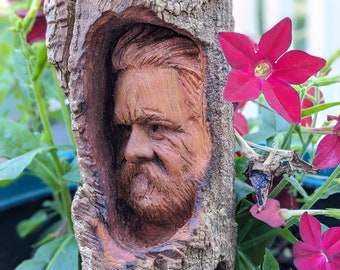 Bob Weir Portrait Handmade Wood Carving