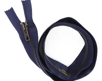 NAVY Blue BRONZE Metal 22-30 Inch 56-76cm Heavy Duty Open End BUY 1 2 Zips   357