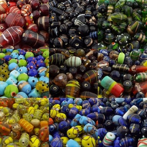 10 COLOUR Decorated Glass Mixed Handmade Indian Jewellery Making 50g 100g 753 image 1