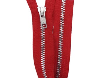 Red Metal Silver Zips 10-30 Inch 25-76cm Open Ended Coat Bag BUY 1 Or 2 813D