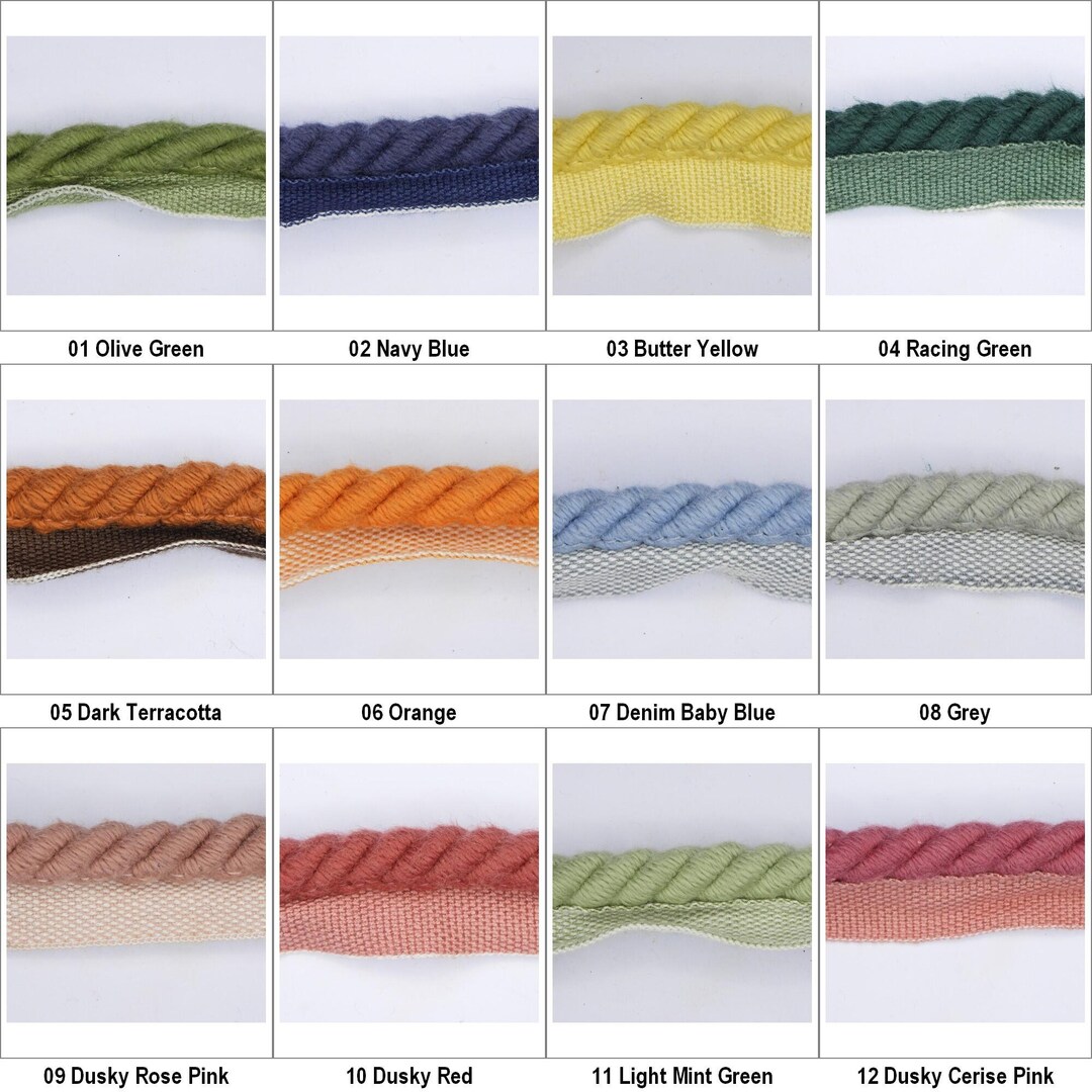 10mm Flanged Cotton Piping Cord Barley Twist Cushion BUY 1 2 Or 4 Metres 839D –