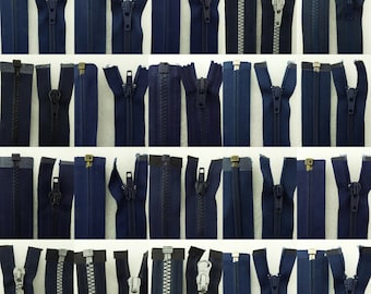 25 STYLE Navy Blue Zip Various Sizes Open End N05 Chunky Jacket Coat Anorak 970