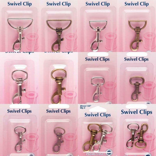 Hemline Swivel Clip 13 15 20 25 35mm Brass Nickel Silver Metal Webbing Clip 514