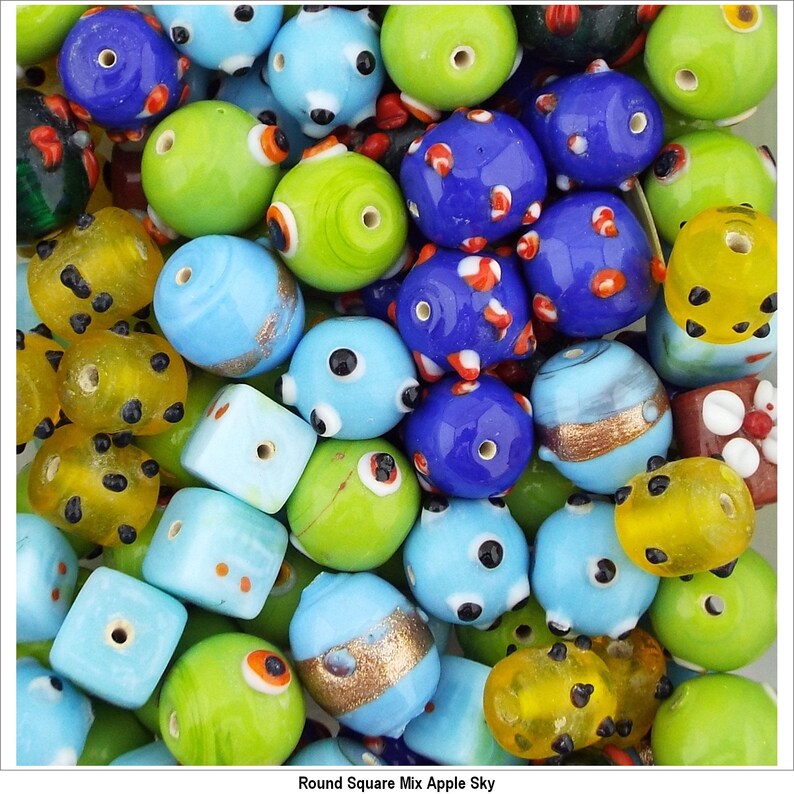 10 COLOUR Decorated Glass Mixed Handmade Indian Jewellery Making 50g 100g 753 image 6