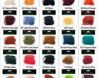 26 COLOUR Natural Soft Wool Roving Felting Spinning Craft BUY 10g 20g 931