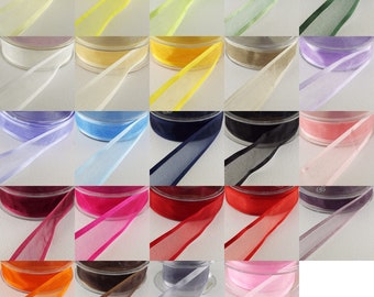 23 COLOUR 38mm Satin Edge Organza Ribbon Sheer Organdie Edged BUY 1 2 4 8m+ 221