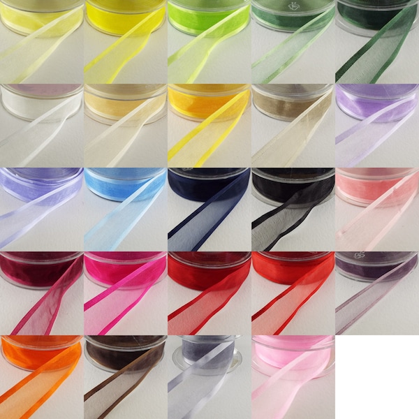23 COLOUR 38mm Satin Edge Organza Ribbon Sheer Organdie Edged BUY 1 2 4 8m+ 221