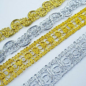 10mm 15mm Gold Silver Metallic Gimp Braid Costume Lurex Shiny BUY 1 2 4m+ 397