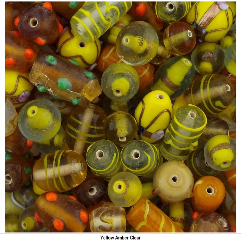 10 COLOUR Decorated Glass Mixed Handmade Indian Jewellery Making 50g 100g 753 image 10