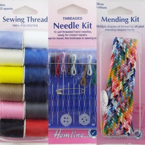 Hemline 3 TYPE Sewing Thread Handy Pack Mix Colour Repair Kit Travel BUY 1 2 396