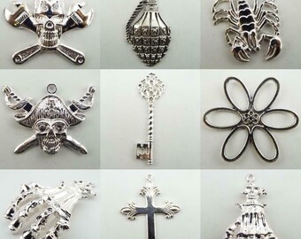 Silver Metal Pendant Pirate Skull Bones Charm Tibetan Bag Costume BUY 1 2 239