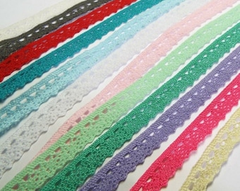 12 COLOUR 10mm Natural Cotton Lace Edging Trim Crochet Scallop BUY 1 2 4m+ 229