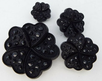 6, 25mm 40L Black Shank Buttons, Large Black Buttons, Black Coat
