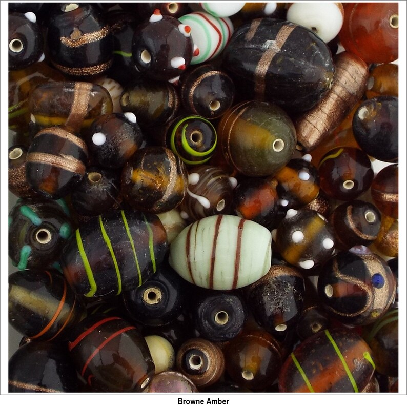 10 COLOUR Decorated Glass Mixed Handmade Indian Jewellery Making 50g 100g 753 image 4