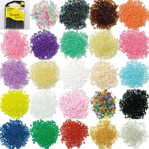 15 Colours of 2mm Seed Beads in a Plastic Sectioned Box 