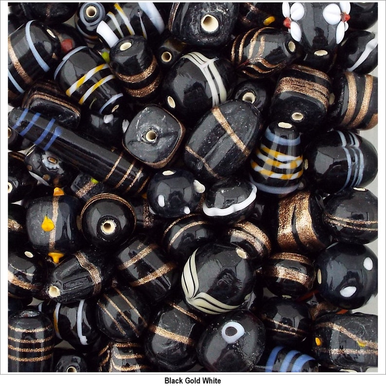 10 COLOUR Decorated Glass Mixed Handmade Indian Jewellery Making 50g 100g 753 image 3