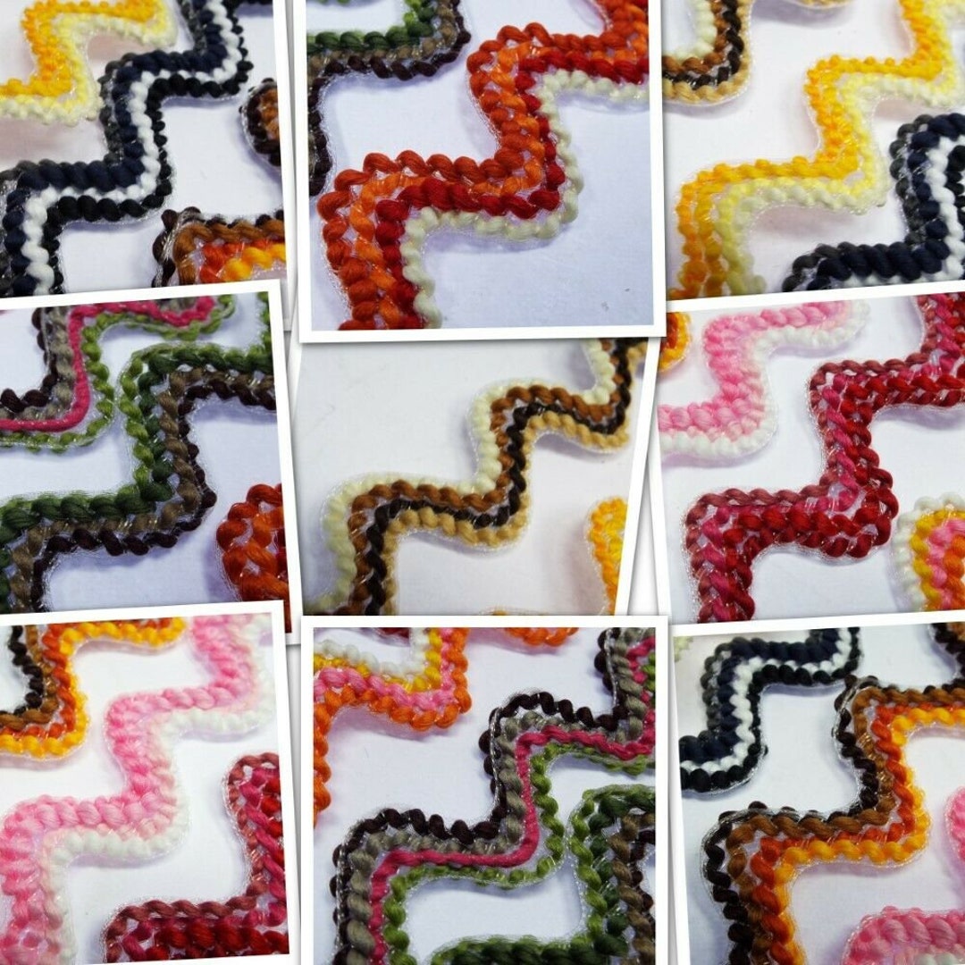 10 COLOUR 25mm Wide Jumbo Chunky Ric Rac Retro Braid Edging Trim BUY 1 ...