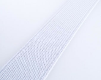 STRONG White Elastic 15 20 25 30 35 40 50 60mm Ribbed Anti Roll BUY 1 2 4m+ 913