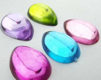 5 COLOR 12mm X 17mm Plastic Tear Drops Stick On Gems Acrylic BUY 7 14 28 668