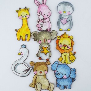 8 DISEÑO Bordado Animal Motivo Hierro O Coser En Parche Reparación Bebé 904