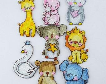 8 DESIGN Embroidered Animal Motif Iron Or Sew On Patch Repair Baby 904