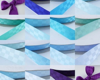 14 COLOUR 15mm Square Satin Ribbon Wedding Gingham Check Tape BUY 1 2 4 8m+ 672