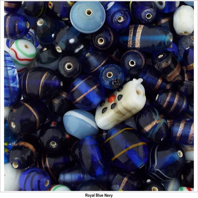 10 COLOUR Decorated Glass Mixed Handmade Indian Jewellery Making 50g 100g 753 image 7