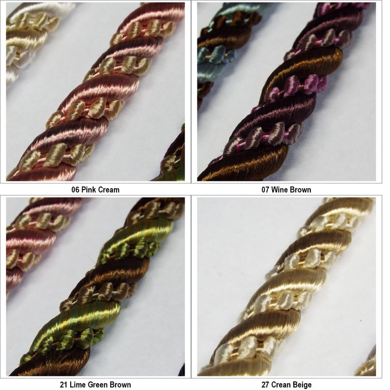 5 COLOUR 10mm Thick Barley Twist Cord Upholstery Costume Rope BUY 1 2 4m+ 821 image 3