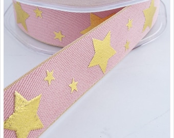 6 COLOUR 25mm Gold Star Ribbon Twill Tape Heavy Rustic Christmas BUY 1 2 4m+ 247