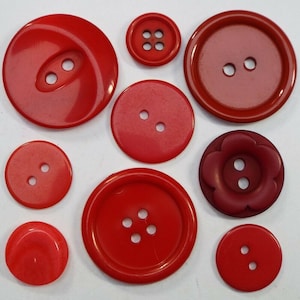 5, Large Red Buttons With Four Holes, Choice of Size, Red Coat