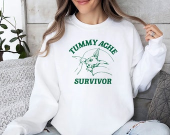 Tummy Ache Survivor Unisex Heavy Blend™ Crewneck SweatshirtRism, boneyisland funny Travel Clothing